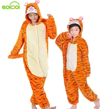 

EOICIOI Mother Kids Boys Girls Animal Tiger Pyjamas Hooded Family Sleepwear Onesie Autumn Winter Family Matching Pajamas Outfits