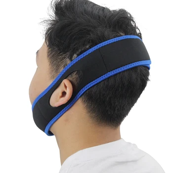 

New Neoprene Snore Stop Anti Adjustable Snoring Chin Strap Sleeve Jaw Solution Belt Reduce Sleep Stress (Blue,Black)