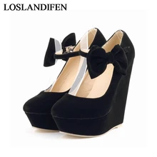 2018 Hot Sale Sexy Wedding Women Pumps Fashion Buckle Ladies Shoes Wedges Shoes Black High Heels Platform Pump NLK-C0098 kemekiss free shipping high heel wedge shoes platform fashion women dress sexy heels pumps p10746 hot sale eur size 31 44