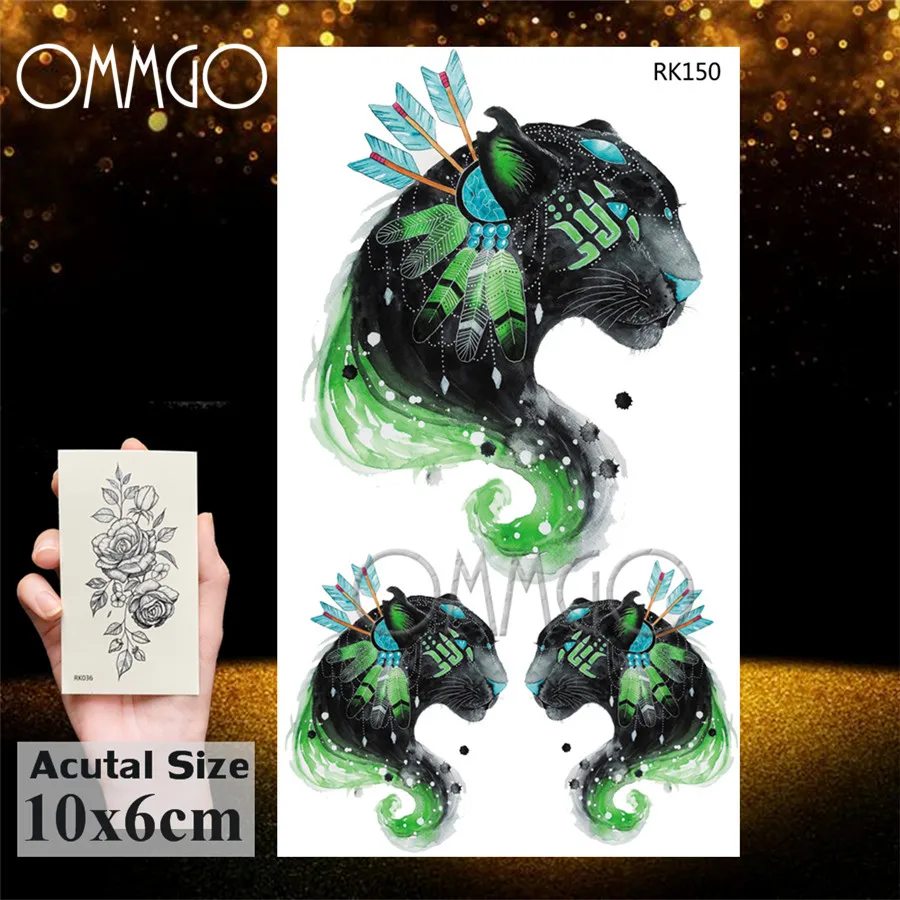OMMGO реалистичные Тираннозавр Рекс Динозавр Временные татуировки для детей мужские наклейки предплечья поддельные татуировки боди арт рука черный - Цвет: ORK150