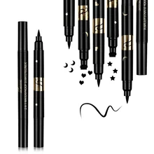 1PC NEW Fashion Black Double Head Stamp Waterproof Liquid Eyeliner Pen Not blooming Beginner Eyeliner Pencil Beauty Makeup Tools
