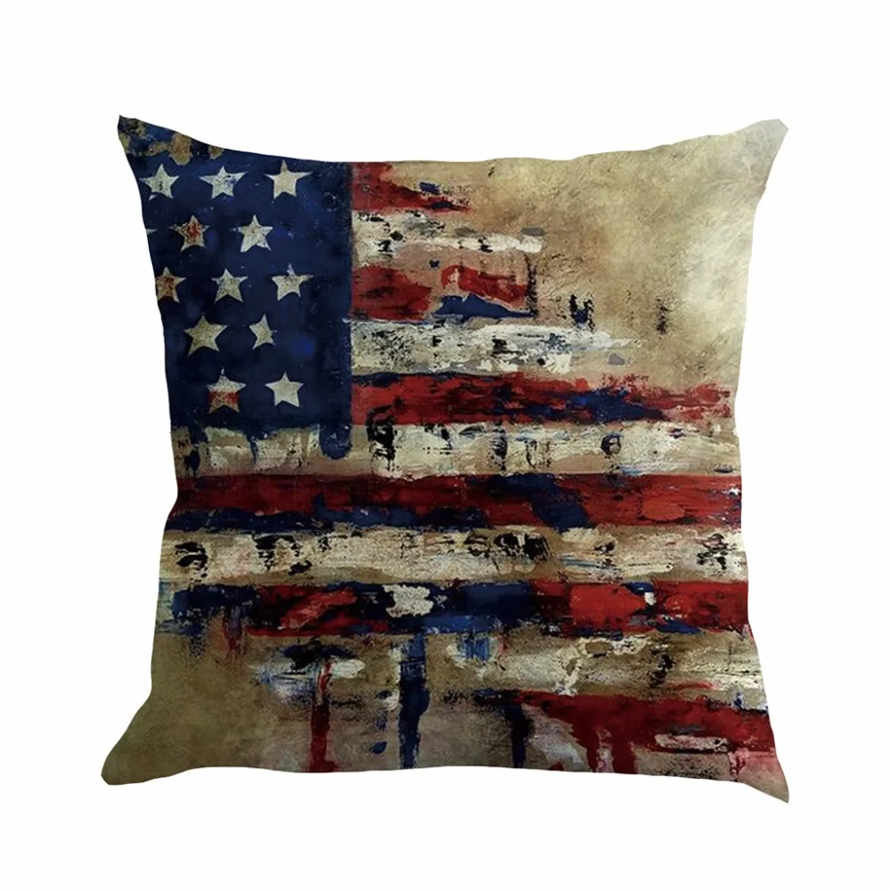 

Pillow Case Cover Square 45cm*45cm Linen Pillow Cases Bedding Super Soft Independence Day Sofa Pad Set Home Decoration L530