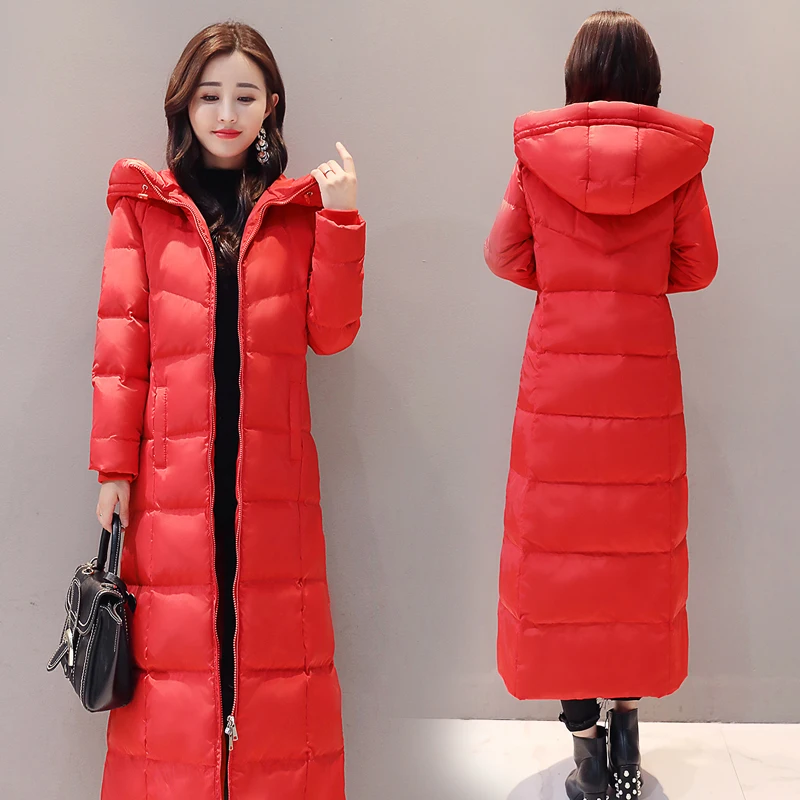 AYUNSUE зимняя куртка-пуховик для женщин с капюшоном Красное длинное пальто размера плюс женские парки Chaquetas Invierno Mujer KJ470