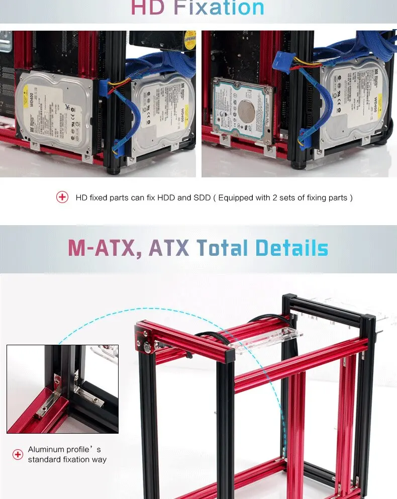 QDIY PC-JMK8 новый продукт ATX/Micro ATX алюминий здания Конструкторы DIY Вертикальный компьютер шасси чехол