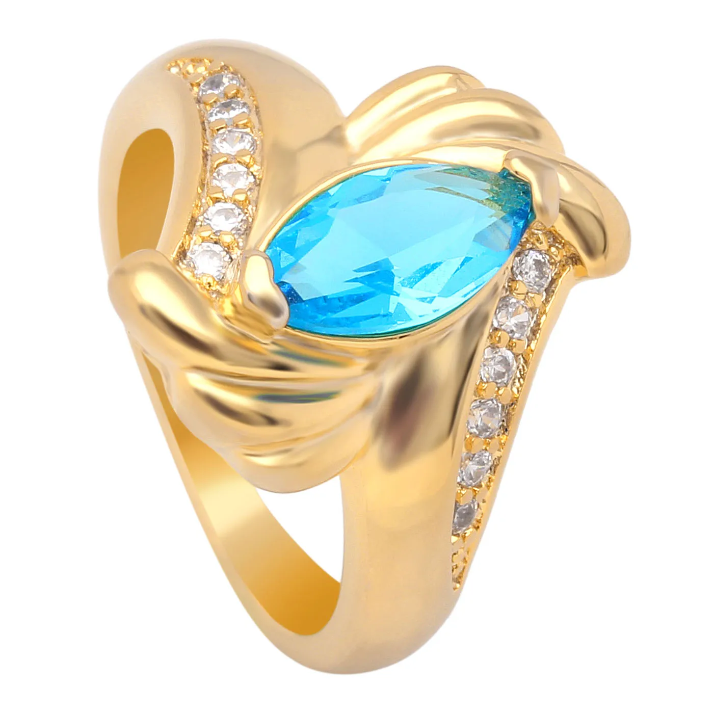 Round Royal Blue zircon Trendy wedding ring vitality gold filled