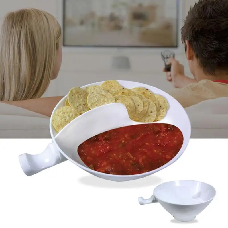 Two In One Food Bowl Creative Snack Handle Separated Bowl Separated