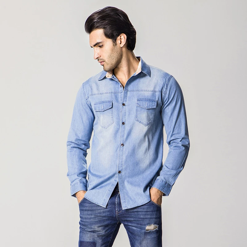 navy blue shirt with light blue jeans