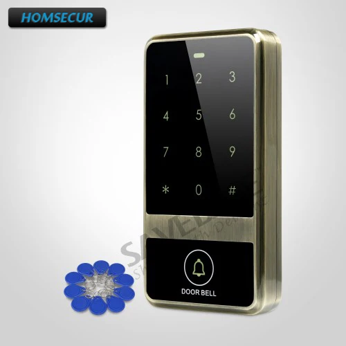 

HOMSECUR Waterproof Touch Keypad 13.56Mhz IC Proximity Reader Access Control+10* Keyfobs