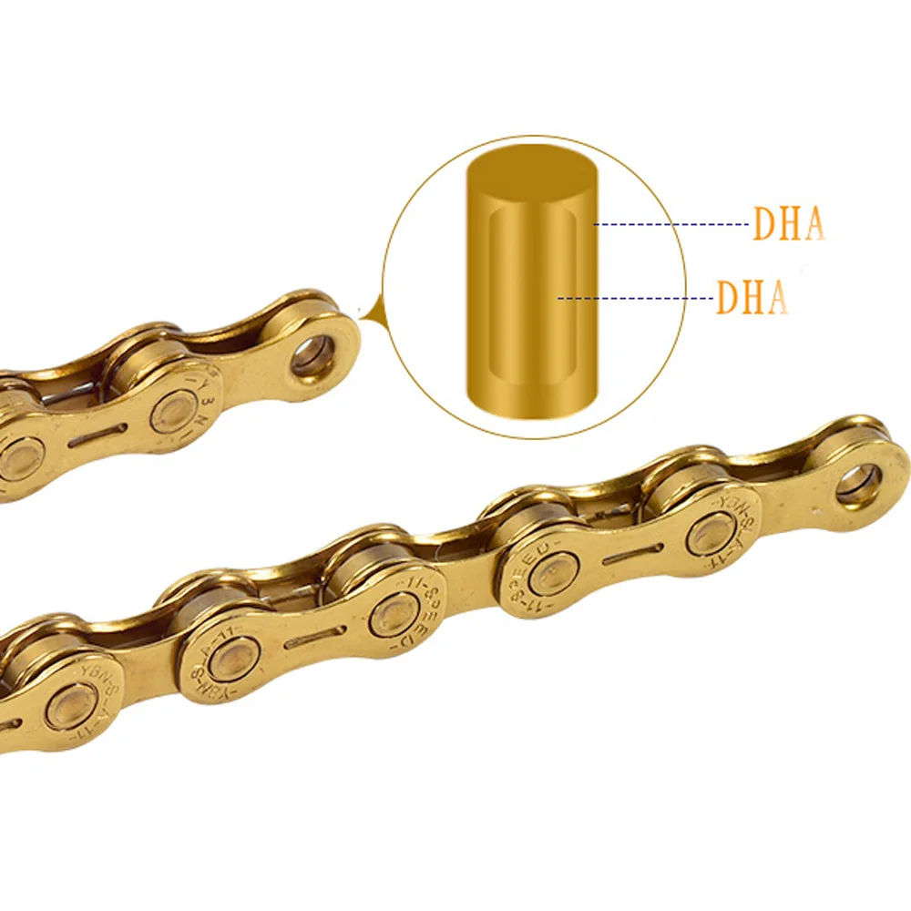 Excellent YBN 10s 10 11 Speeds Bicycle Chain SLR Gold Hollow MTB Road Bike Chain for Shimano/SRAM/Campanolo System 116L 16