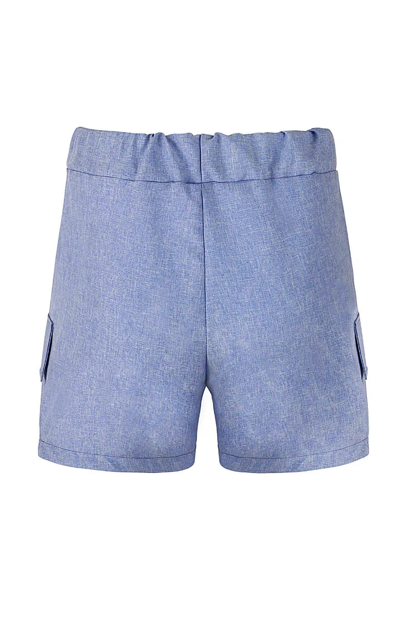 Aibo Carla Drawstring Cotton Shorts Women Summer Casual Wide Leg Shorts Bow Tie Decoration Skirt Elastic Waist Loose Shorts Shorts