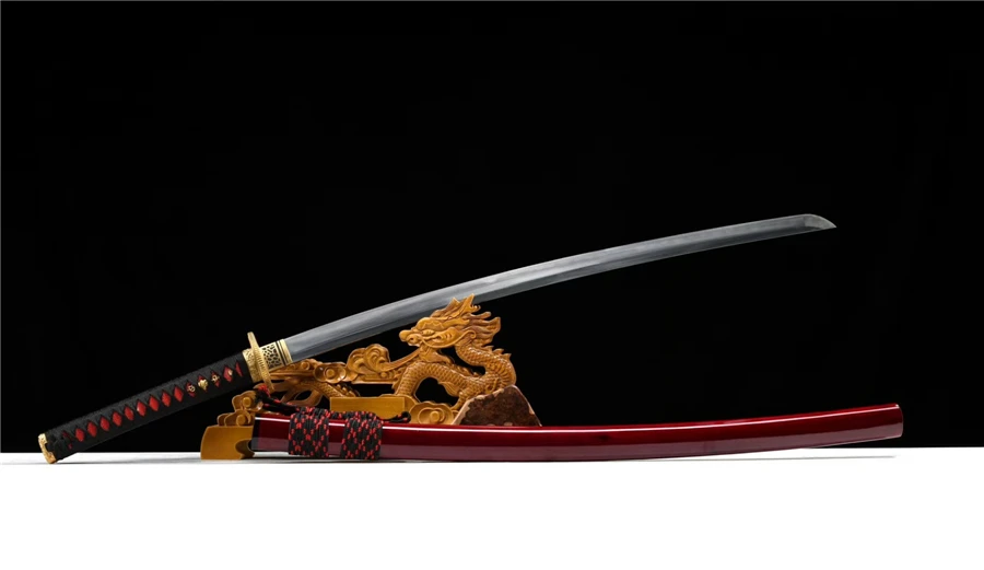 Ручная подделка японский самурайский меч катана ГЛИНА ЗАКАЛЕННОЕ T10 сложенное стальное лезвие острое Полное ТАН