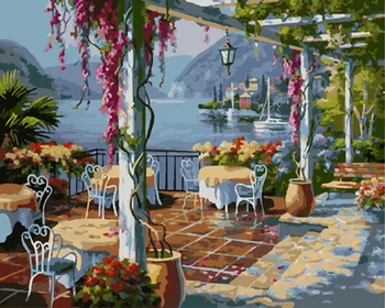 

Frameless painting by numbers paint by number for home decor PBN for living room 4050 cafe