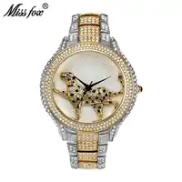 MISSFOX Full Diamond Best Womens Watch Brands Fashion Luxury Quartz Gold Watch Women Water Resistant Wild Ladies Wrist Watches