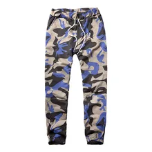 Мужские камуфляжные штаны, повседневные мужские штаны-карго с эластичной резинкой на талии, военный комбинезон, мужские уличные длинные спортивные брюки высокого качества