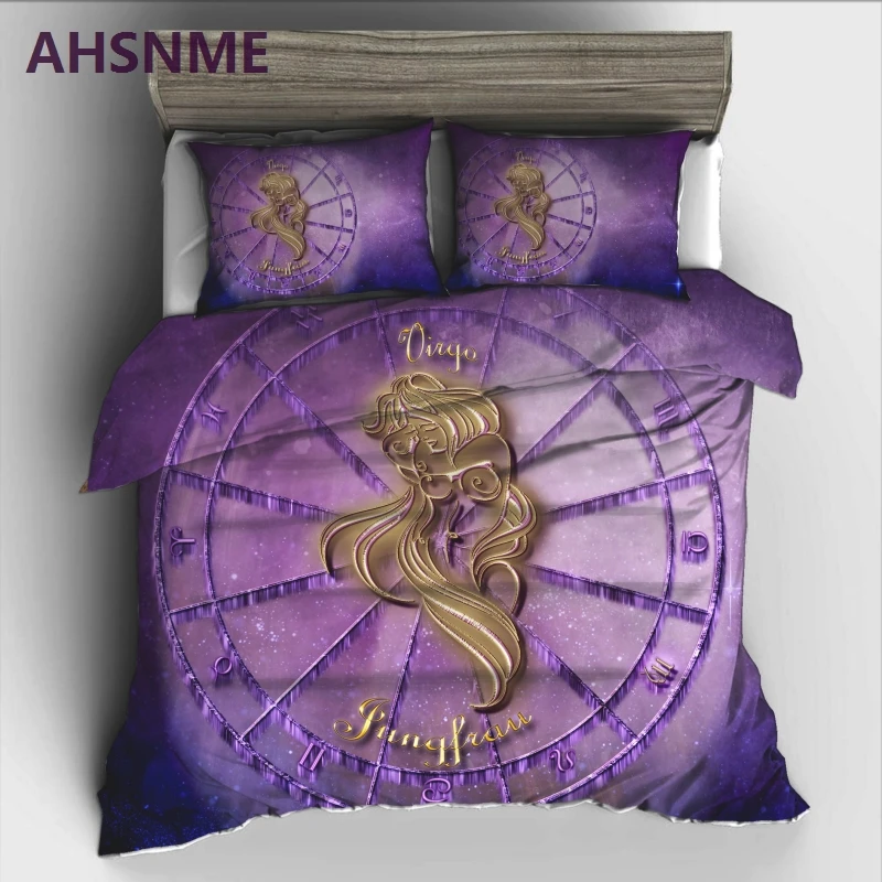 AHSNME Twelve constellations Bedding Set High-definition Print Quilt Cover for RU AU EU US Size Market King Q jogo de cama | Дом и сад