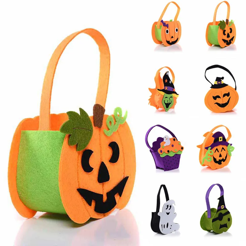 

Halloween Pumpkin Bags Trick-or-Treat Candy Bags Party Gift Boxes Non-woven Small Ghost Cat Pattern Bag Kids Gift Toys 2017 LXY9