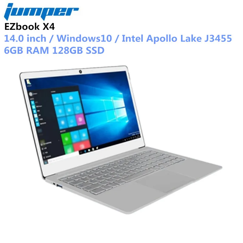 

Jumper EZbook X4 Laptops 14.0'' Windows 10 Notebook Intel Apollo Lake J3455 PC Quad Core 1.5GHz 6GB+128GB Laptop 2MP 4600mAh PC