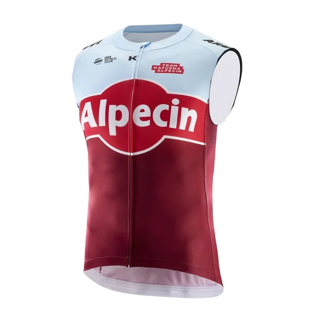 Best Offers pro team alpecin red windproof cycling vest 3 pockets jersey wind vest windstopper clothing Bicycle maillot windbreaker