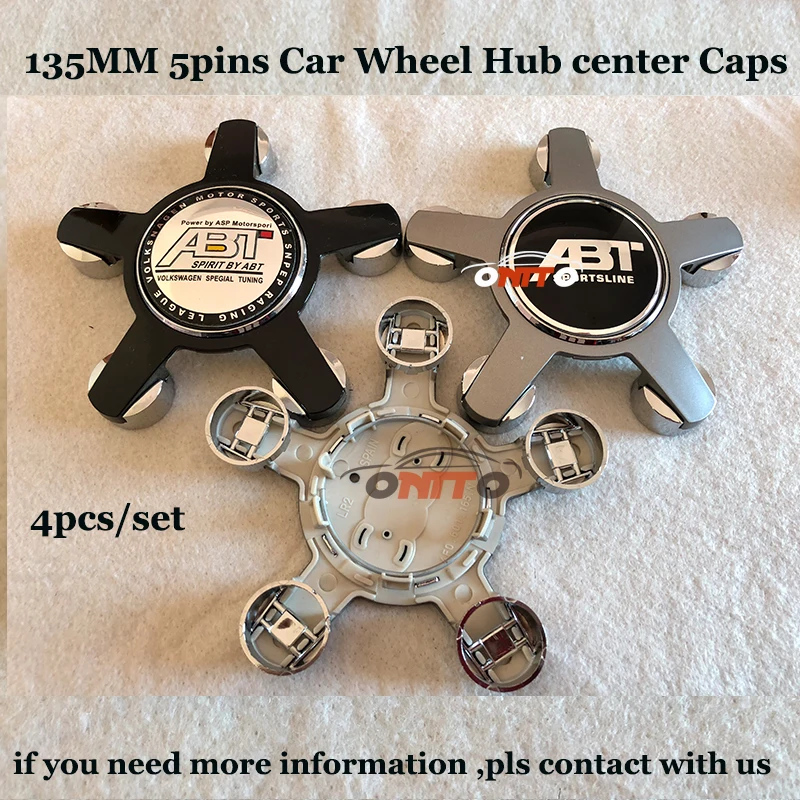 135MM 5Claw Clips Car Wheel hub center caps ABT Logo Auto emblem badge 4pcs set for