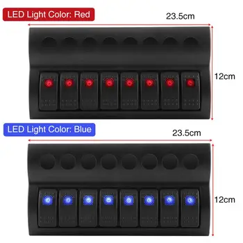 

Car styling 8 Gang Waterproof Car Auto Boat Marine LED Rocker Switch Panel Circuit Breakers UV Resistant Contoured Plastic Panel