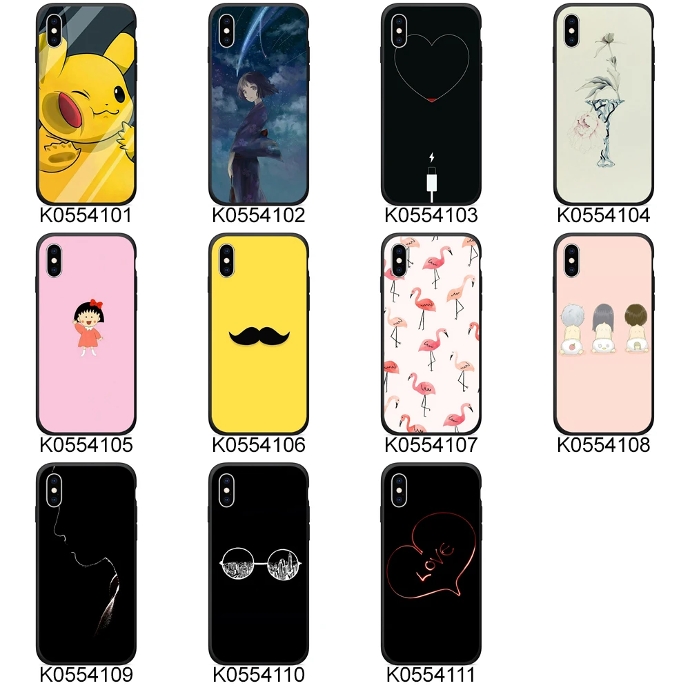 Lovely Printed Soft TPU Cute Case for iphone 8 case Black Silicone Back Phone Cover for iphone CR XS cases capas