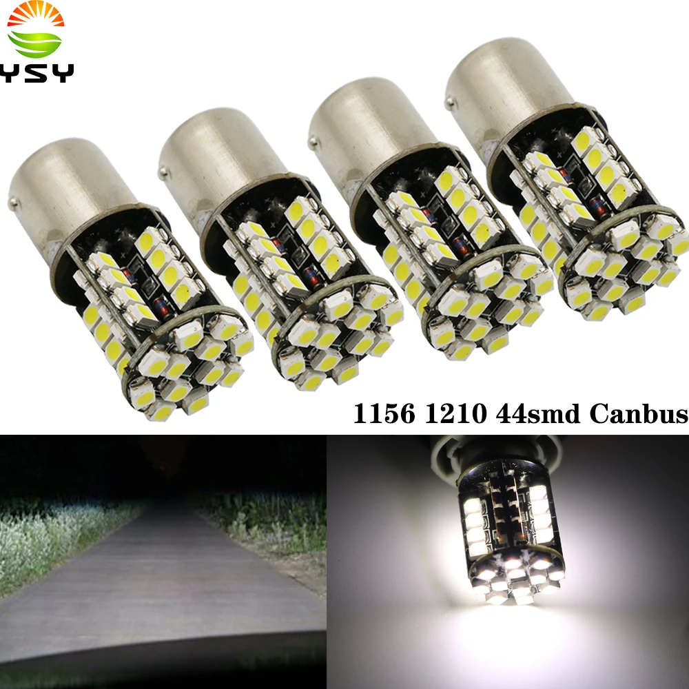 YSY 4pcs Canbus no error 1156 BA15S 1157 BAY15D 1210 3528 44 SMD LED Bulb Car Reverse Turn Headlight Driving Lamp 12V White | Автомобили и