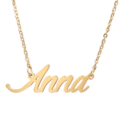 NO CUSTOM, Anna Initial Personalized Name Pendant Cursive Name Necklacenecklace banglenecklace
