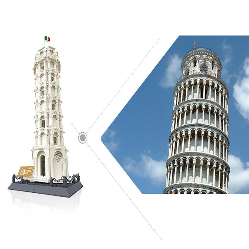 

5214 Wange Architecture The Pisa Leaning Tower Model Building Blocks Enlighten Figure Toys For Children Christmas Gift