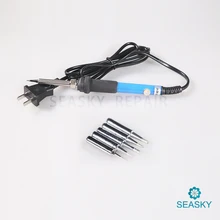 220 в 60 Вт Регулируемый температурный Электрический Железный пистолет сварочный паяльник инструмент с 5 шт. железные наконечники ремонт припоя