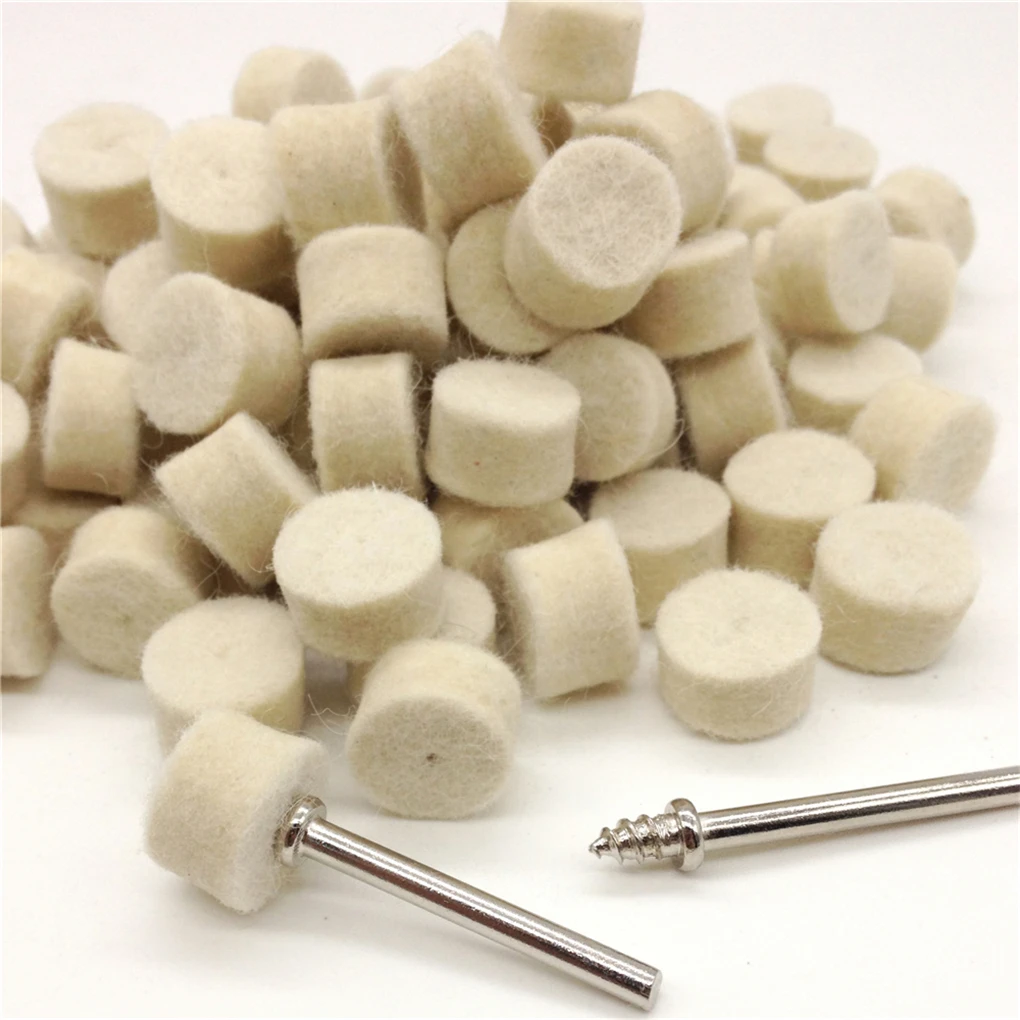 

100PCS 13mm 2 Shank Wool Felt Polishing Buffing Pad For Grinding Wheel Metal Abrasive Jade Mirror Polishing Pad