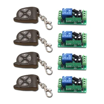 

New Arrival 4 Buttons 1CH Wireless Remote Control Switch 4 piece Receiver&4 piece Transmitter Garage Door / Window /Lamp