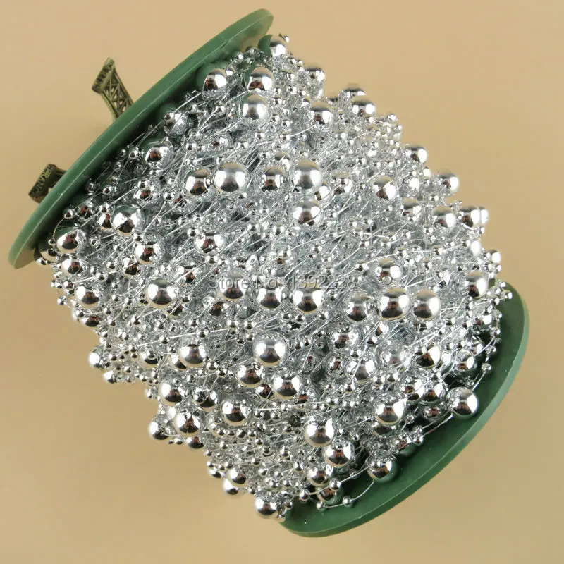 silver gold pearl garland 60m meter roll wedding flowers decoration diy frozen party festa supplies - Beaded Christmas Garland silver gold pearl garland 60m meter roll wedding flowers decoration diy frozen party festa supplies - Beaded Christmas Garland
