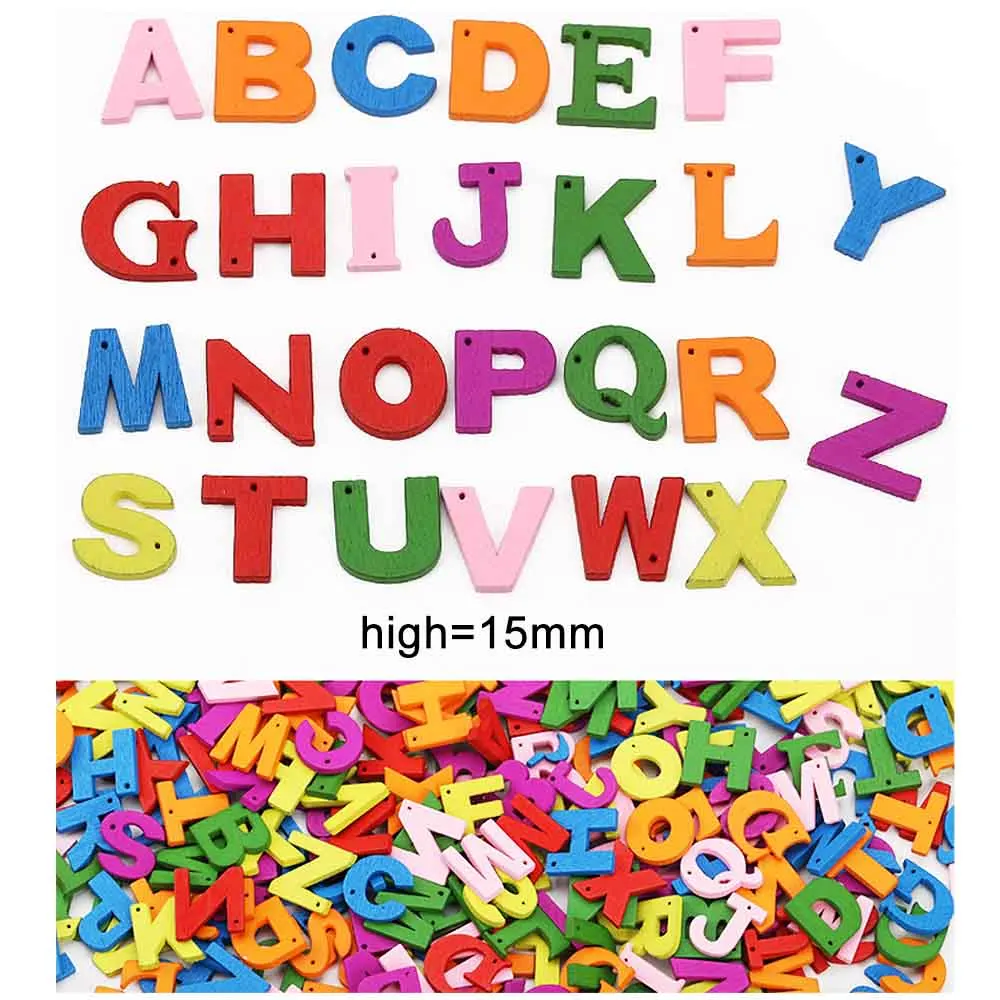 

100Pcs/pack English Words Wooden Letters Alphabet Crafts Colorful Scrabble Letters