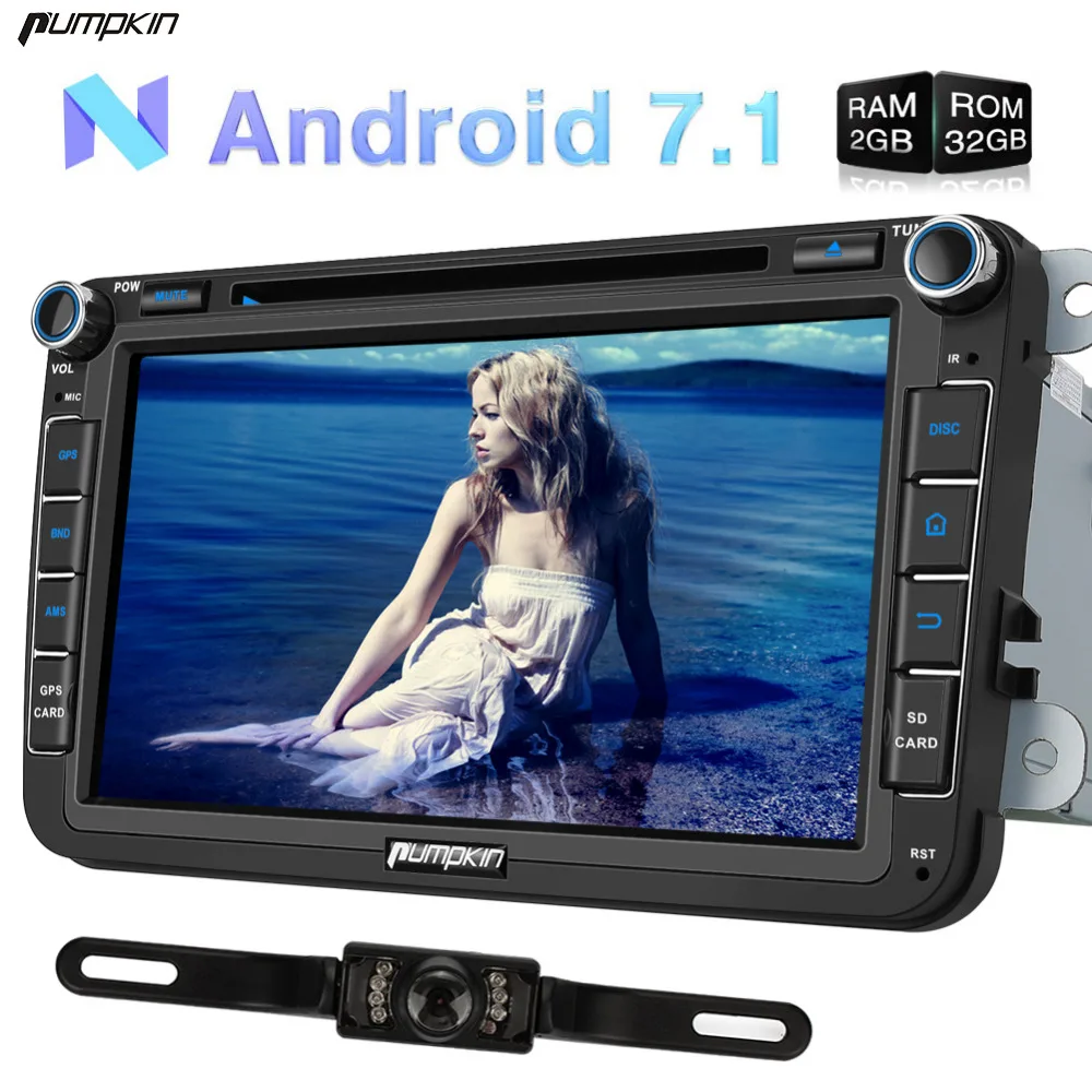 Тыква 2 Din 8 &quotAndroid 7 1 автомобильный dvd-плеер gps навигация четырехъядерный стерео