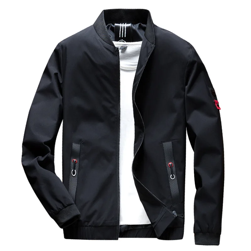 Solid Color Jacket Men Streetwear Coat Casual Hip Hop Pilot Jacket 2019 Fashion Spring Baseball Jackets for Men Black Navy HW275