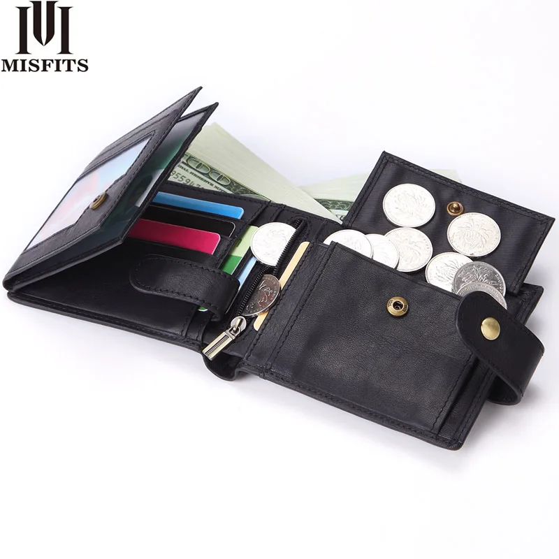 MISFITS, мужской короткий кошелек из натуральной кожи, высокое качество, мужской кошелек с карманом на молнии, держатель для карт, дизайн, модный hombre carteir