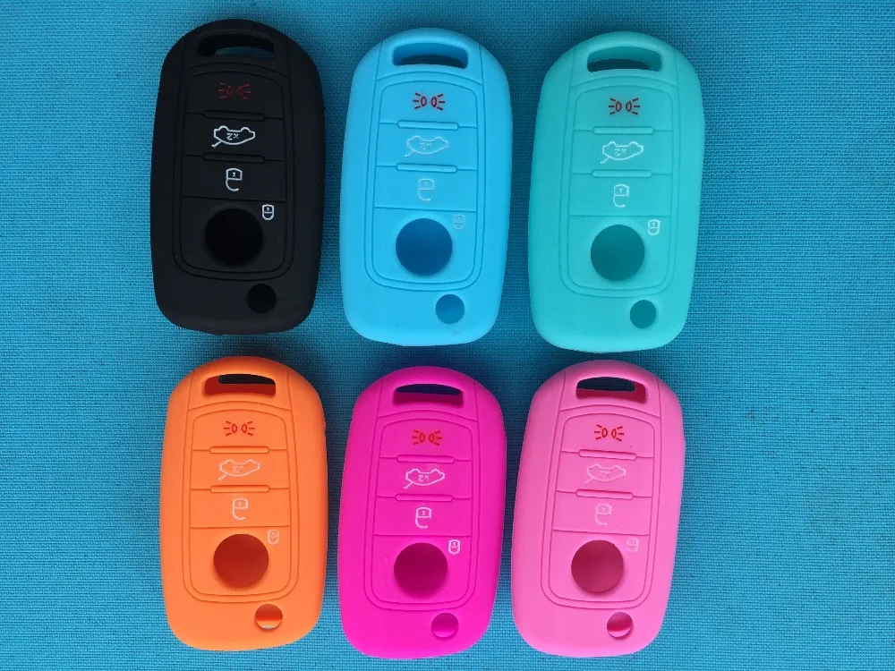 1Pc Silicone Car Key Case Cover For Fiat 500X Toro Tipo Egea 3 Buttons Remote Holder Flip Folding Protector For Dodge Neon Parts