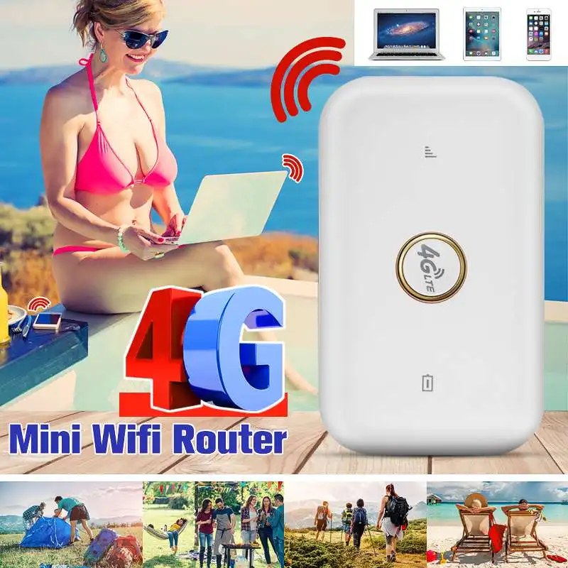 

4G Highspeed Mobile Wifi Wireless Pockets Hotspot Portable Router Modem Support 10 Users Access for Camping Travel Home Outdoor