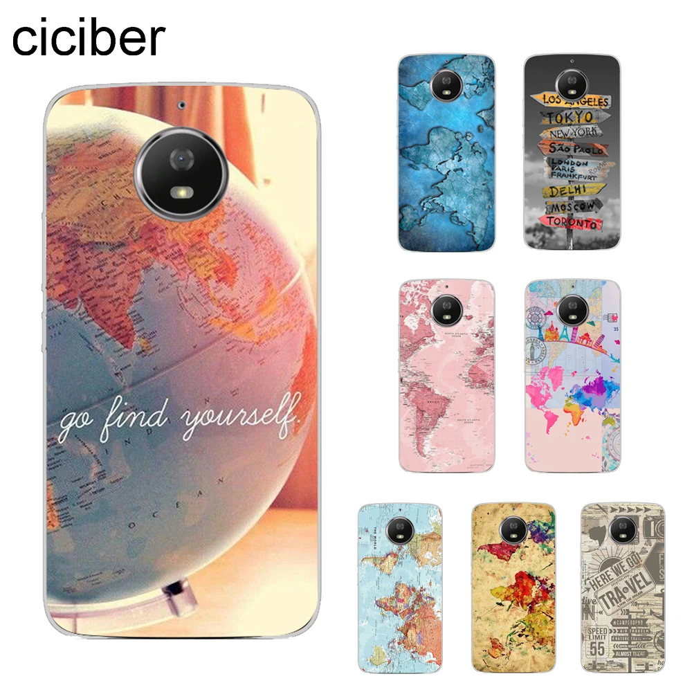 

ciciber World Map Travel Cover For Motorola Moto C Z2 Z3 ONE P30 G4 G5 G5S G6 E3 E4 E5 Play Plus Power X4 Phone Case Soft TPU