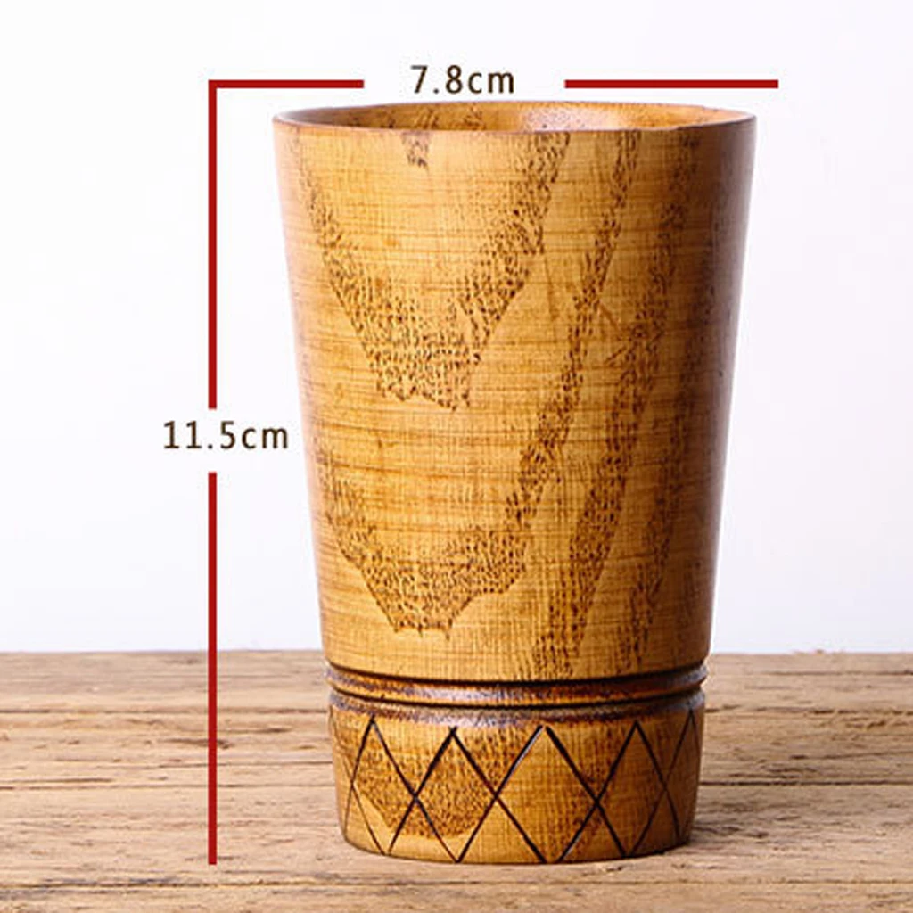 Wooden Cup Handmade Coffee Tea Beer Juice Milk Mug Drink 11.5cmx7.8cm