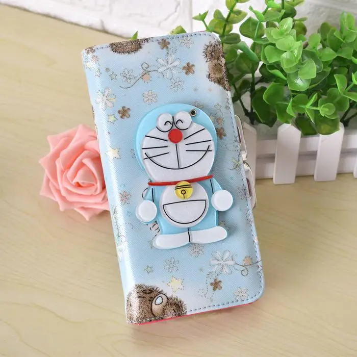 Милые кошельки hello kitty Doraemon Stitch с волшебным зеркалом, женский кожаный кошелек, клатч для девочек, женский кошелек, подарок для девочки - Цвет: long