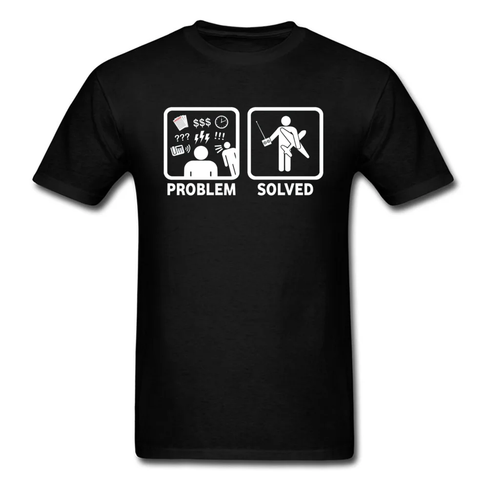 

Funny T-shirt Men Tshirt RC Radio Controlled Planes Problem Solved Comics T Shirt 100% Cotton Black White Tops Busy Life Tees