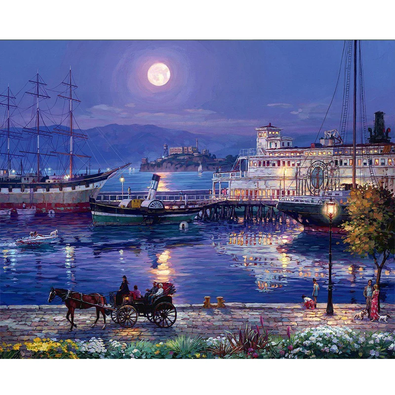 

Peaceful Moonlight Hand Made Paint High Quality Canvas Beautiful Painting By Numbers Surprise Gift Great Accomplishment