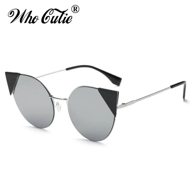WHO CUTIE, суперзвезды, кошачий глаз, солнцезащитные очки для женщин, кошачий глаз, Ретро покрытие, зеркальные женские солнцезащитные очки, фирменный дизайн OM151