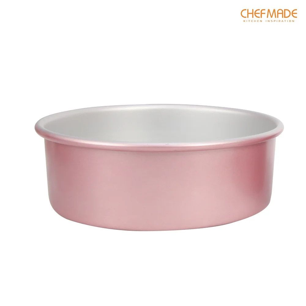 

CHEFMADE Anodized Round Cake Mold with Removable Bottom,6-Inch Non-Stick Anodized Cake Pan,FDA Approved For Kitchen Oven Baking
