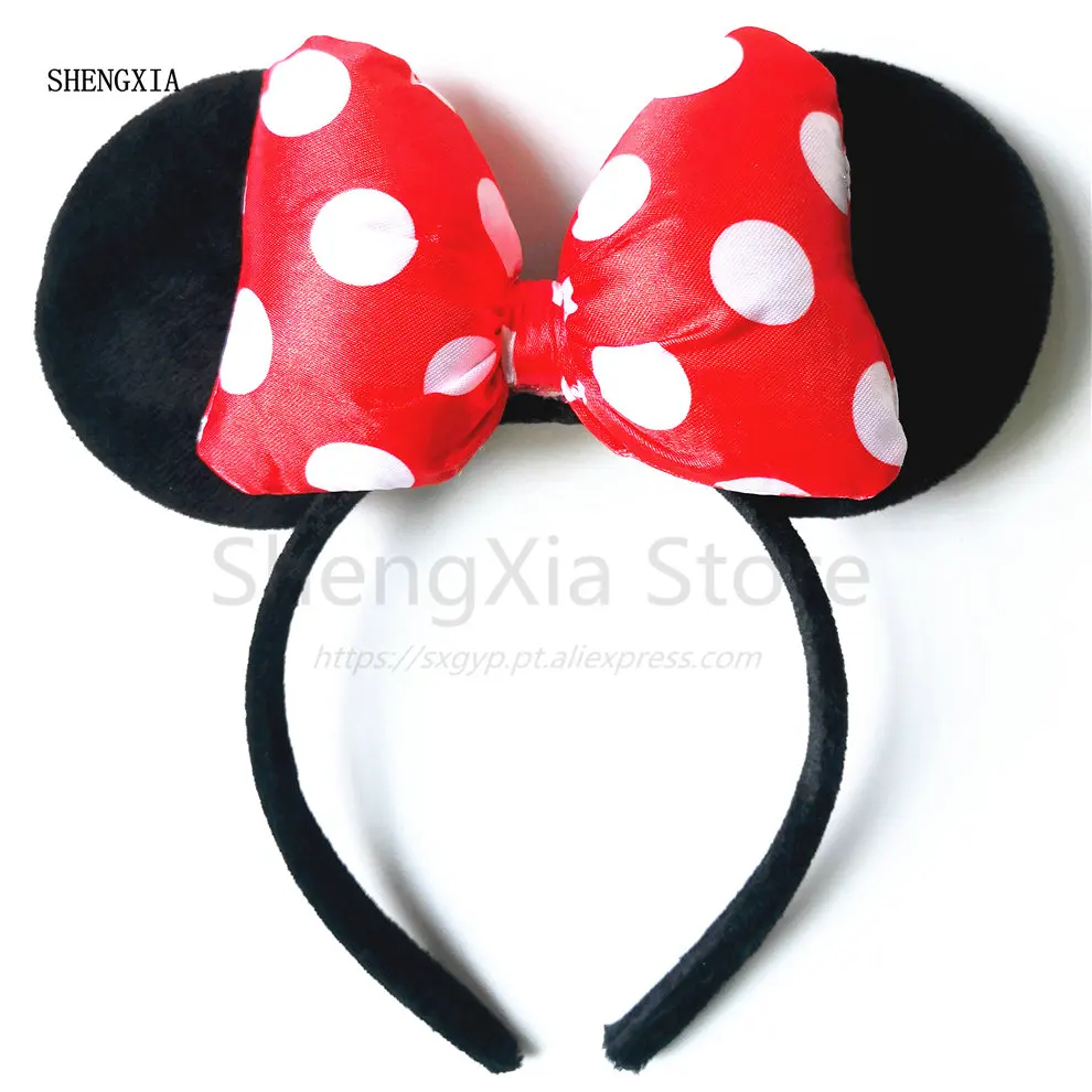 Повязка на голову для девочек Микки и Минни Маус Мышь День рождения подарок Мышь уши Минни-Маус и повязка на голову Для женщин детские аксессуары для волос - Цвет: Minnie Mouse