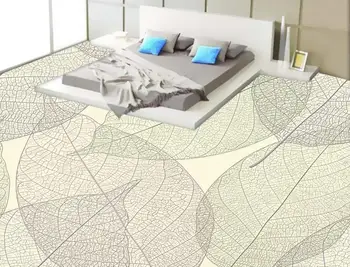 

3d flooring custom Abstract leaves pattern wallpaperl 3d floor for living room 3d PVC floor waterproof wallpaper