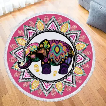 

Elephant print Summer 150cm Microfiber Round Beach Towel Vacation Seaside Shawl Bath Towel Large Geometry Cooling Swimming Towel