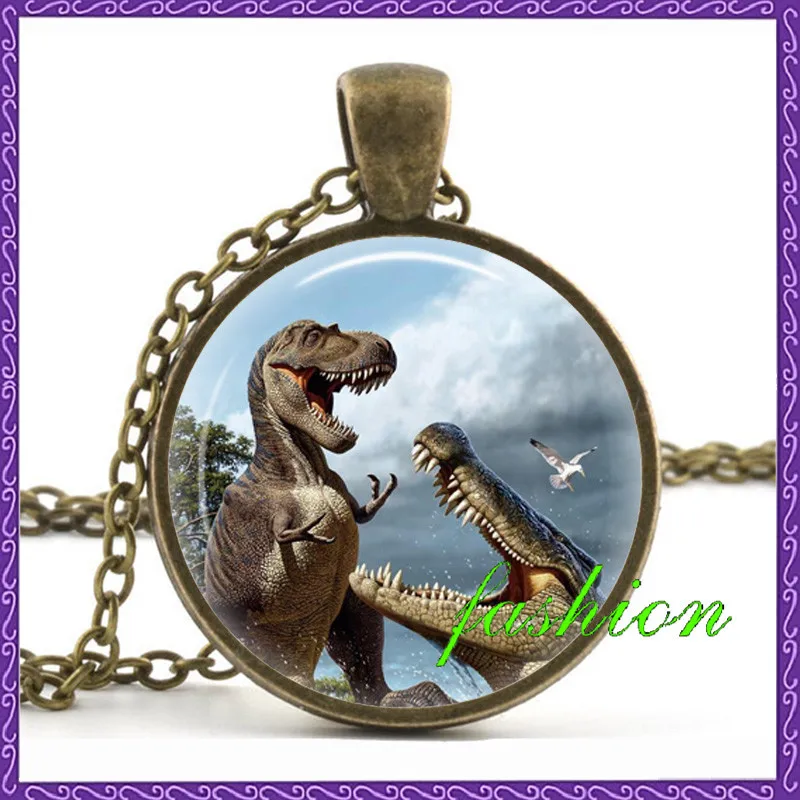 Dinosaurs necklace vintage dinosaur pendant jewelry jurassic dinosaur