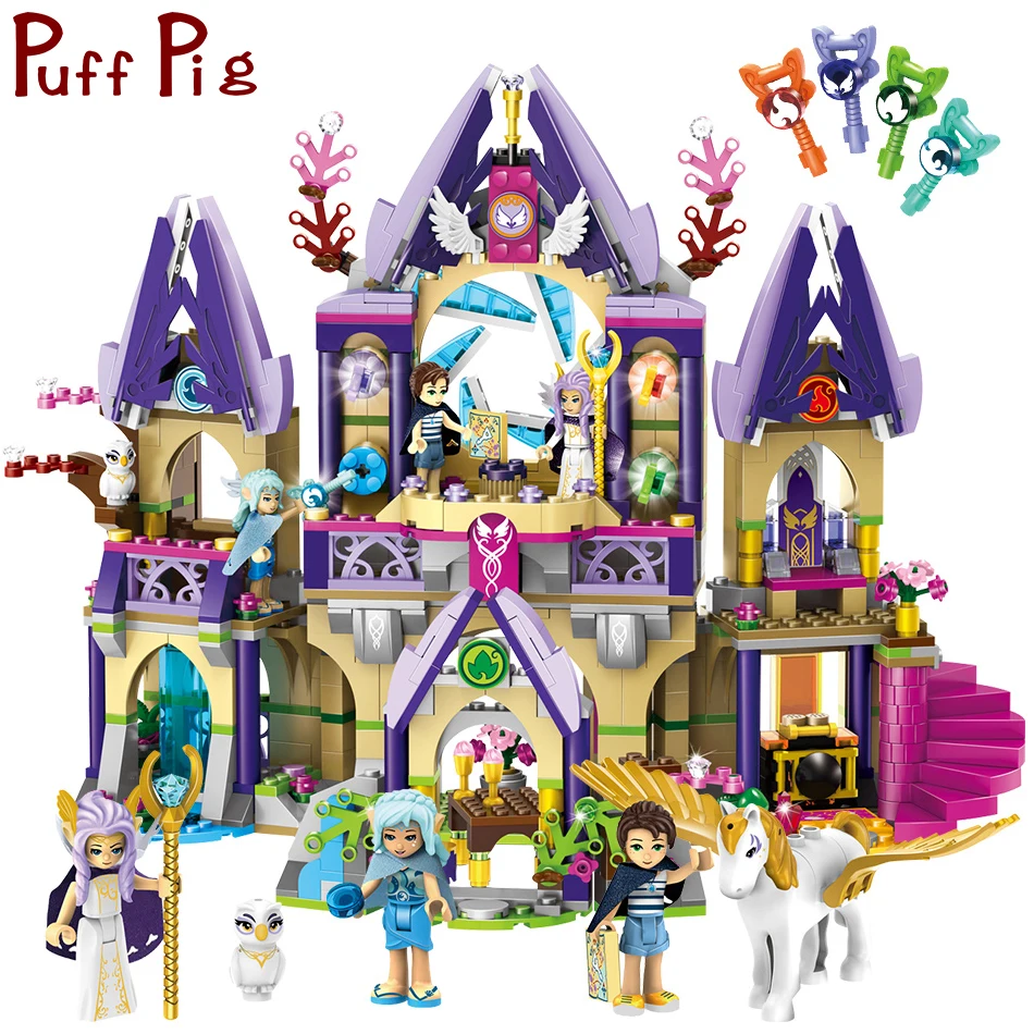 

817PCS Adventure of Elves Skyra's Mysterious Sky Castle Girl's Building Blocks Compatible Legoed Friends City Toys For Children